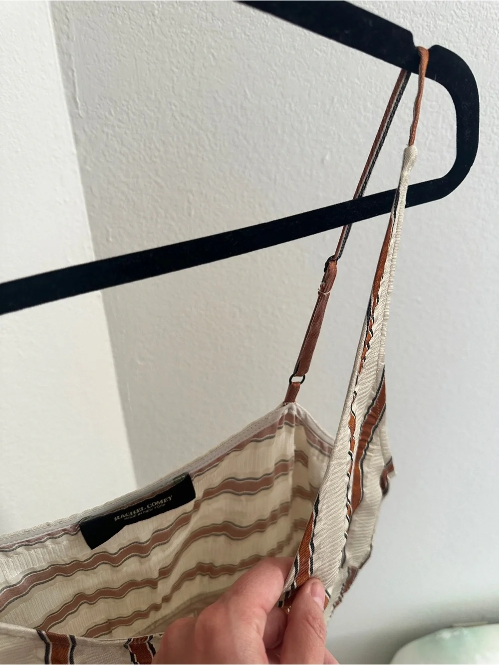 RACHEL COMEY Cream and Brown Striped Caliper Slip Dress - Picture 13 of 13